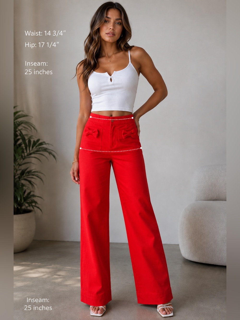 Karl Lagerfeld Red Wide-Leg Pants